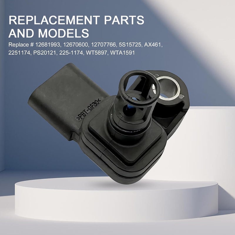 Sephile 1 PC Automotive Intake Air Pressure and Temperature Sensor, Manifold Pressure Sensor, Car Air Intake Switch Replacement, Compatible with OE: 12681993 082800-0630 (Black) - Image 2